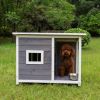 Medium Outdoor Puppy Dog Kennel ; Waterproof Dog Cage; Wooden Dog House with Porch Deck