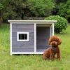 Medium Outdoor Puppy Dog Kennel ; Waterproof Dog Cage; Wooden Dog House with Porch Deck