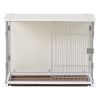 34&quot; Length Elegant Wooden Structure White Dog Cage Crate; End Table with movable salver; Decorative Dog House Cage Indoor Use; Furniture style; w