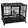 42&quot; Heavy Duty Dog Cage Crate Kennel Metal Pet Playpen Portable with Tray Black