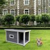Outdoor Puppy Dog Kennel ; Waterproof Dog Cage; Wooden Dog House with Porch Deck