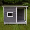 Medium Outdoor Puppy Dog Kennel ; Waterproof Dog Cage; Wooden Dog House with Porch Deck