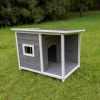 Medium Outdoor Puppy Dog Kennel ; Waterproof Dog Cage; Wooden Dog House with Porch Deck