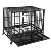 Heavy Duty Dog Crate Large Kennel Cage Metal Playpen W/Wheels & Tray 36"