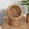 Simple Yet Practical Natural Braided Banana Leaf Elevated Cat Bed Basket With Cushion