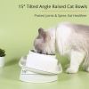 Elevated Cat Bowls, Raised Cats Ceramic Food and Water Stand Bowl Dishes for Cats Small Dogs or Puppy, 15Â° Tilted Anti Vomiting Stress Free Feeder De