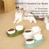 Elevated Cat Bowls, Raised Cats Ceramic Food and Water Stand Bowl Dishes for Cats Small Dogs or Puppy, 15Â° Tilted Anti Vomiting Stress Free Feeder De